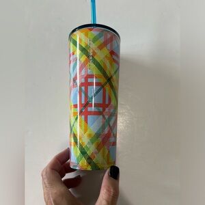 EUC Starbucks Multi Colored Striped Cold Metal Tumbler